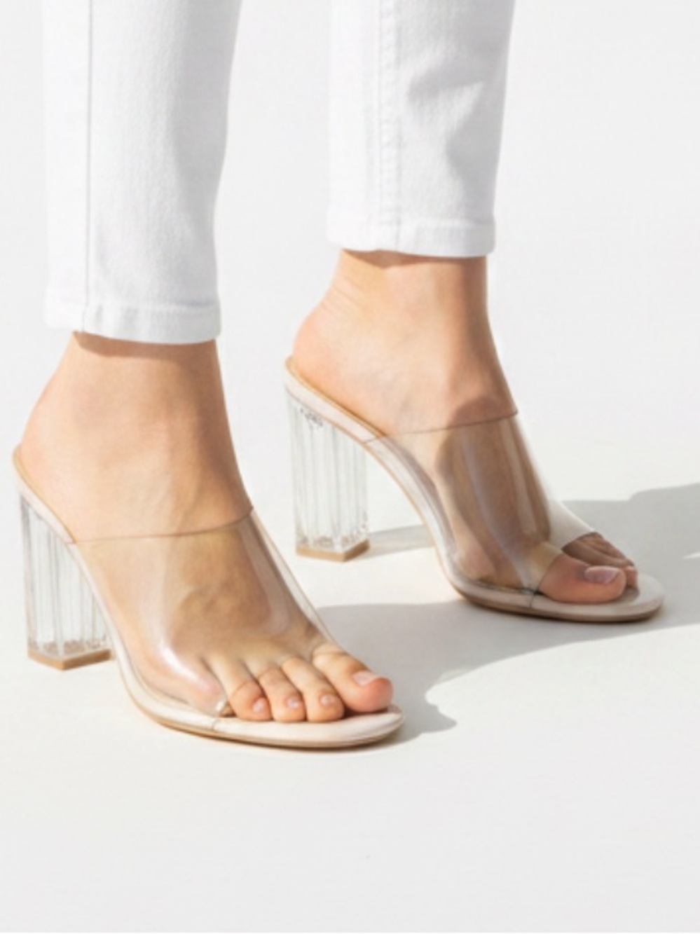 Kiara Transparent, mules, sandals Block Heel Mule sandals